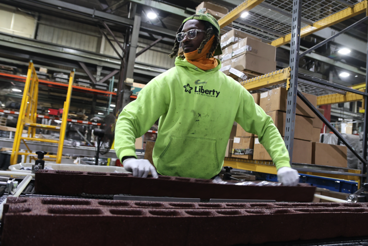 Liberty Tire uses crumb rubber in molded goods.