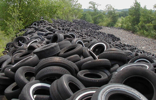 An endless pile of tires stretching toward the horizon