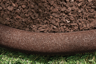 Rubberfic timber borders surrounding brown rubber mulch