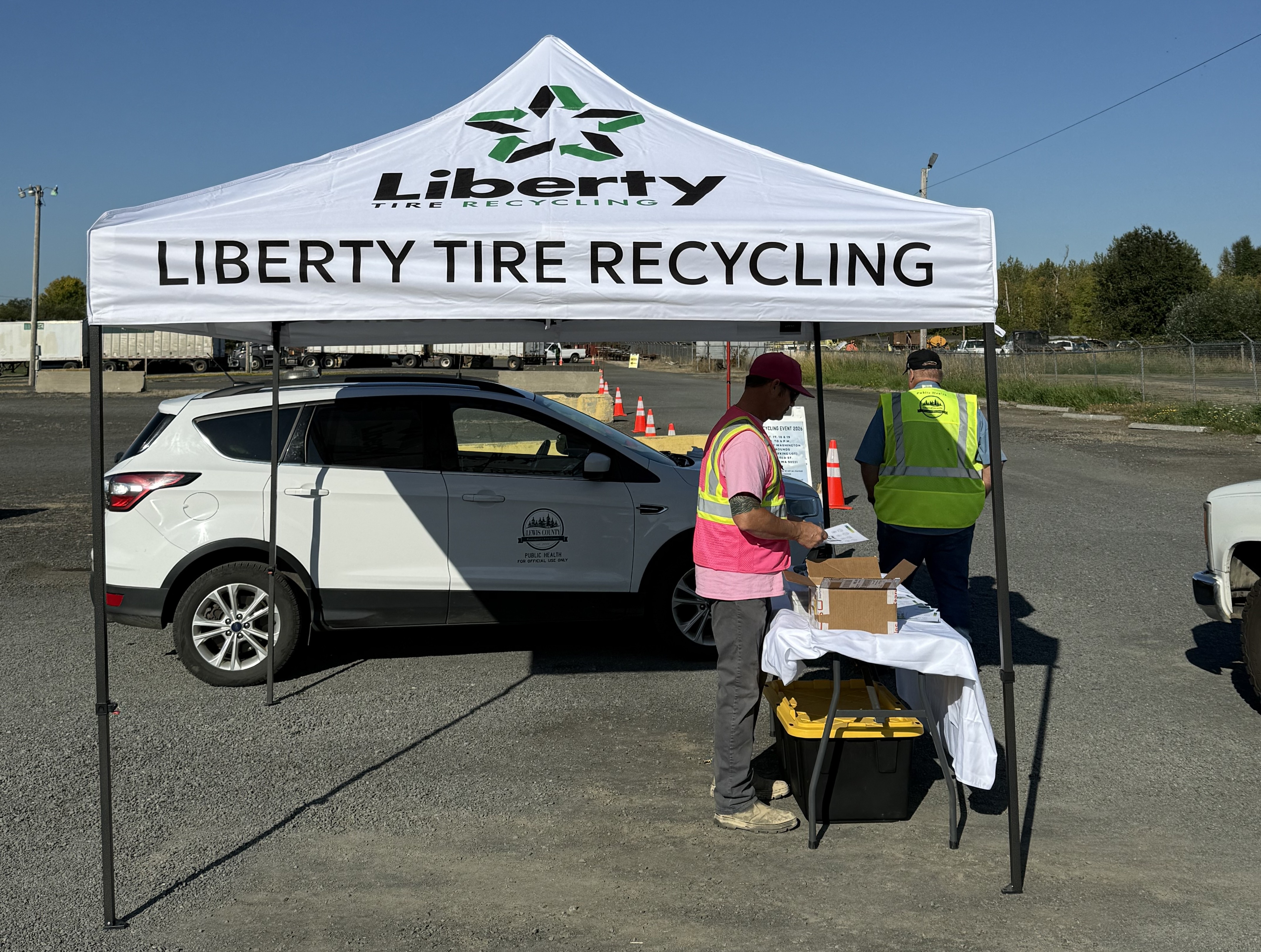 Liberty Tire Recycling's regional outreach booth at the Tire Amnesty Event in Lewis County in Washington