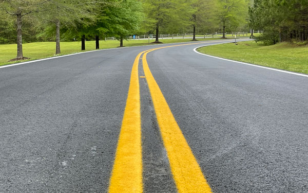 A road that's been paved with rubberized asphalt